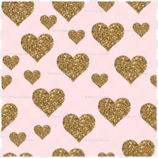 Glitter Gold Hearts Scattered On Blush Pink Fabric - Heart Clipart