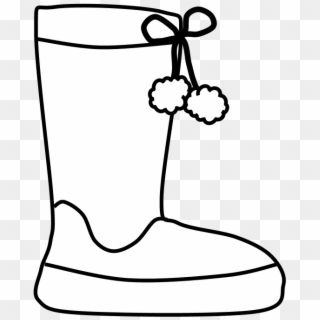 Boots, Pom-poms, Snow, Rain, Pink, Black And White, - Work Boots Clipart