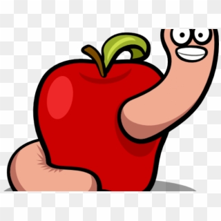 Worms Clipart Transparent Background - Cartoon Worm In An Apple - Png Download