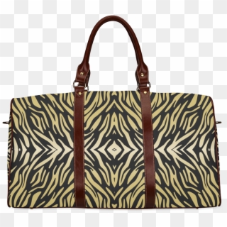 Gold And Black Zebra Print Pattern Waterproof Travel - Duffel Bag Clipart