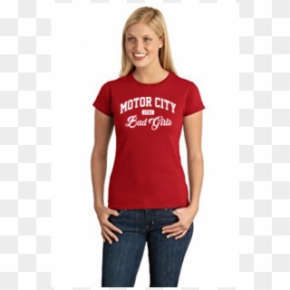 Bad Girls Red White Tee-800x800 - Gildan 64000 Unisex Softstyle T Shirt Female Clipart