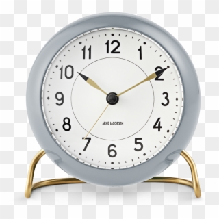 Station Table Clock Oe11 Cm Grey White Station - Arne Jacobsen Alarm Clock Clipart