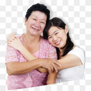 Asian Caregiver Hugging An Elderly - Home Helpers Clipart
