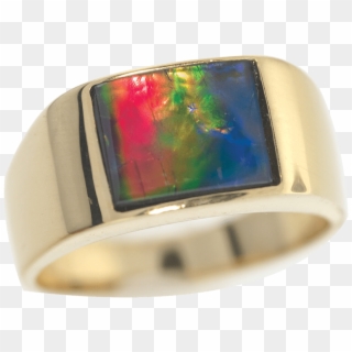 14k Yellow Gold Rectangle Martin Ring By Korite Ammolite - Pre-engagement Ring Clipart