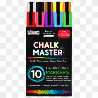 10 Bright Fluorescent Neon Liquid Chalk Marker Set - Graphic Design Clipart