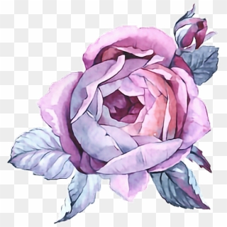 #rose #paint #purple #flower #watercolor #watercolour - Purple Flowers Watercolour Png Clipart
