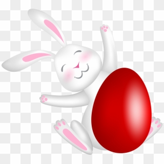 Bunny With Red Egg Clip Art Image Ⓒ - Png Download