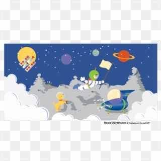 Space Adventures- Diy Paint By Number Wall Mural From - Cartoon Clipart