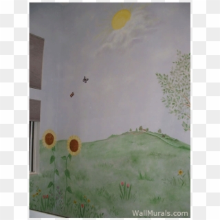 Sunflower Wall Mural In Girls Room - Painting Clipart