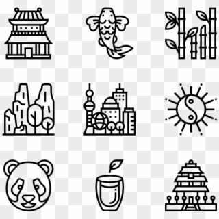 China Symbols - Cute Food Black And White Clipart