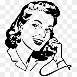 Speaker Clipart Retro - Retro Woman On Phone - Png Download