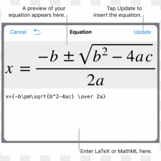 The Equation Dialog, Showing The Quadratic Formula - Formula Clipart