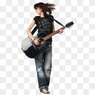 Girl Playing An Acoustic Guitar - Electric Guitar Player Png Clipart