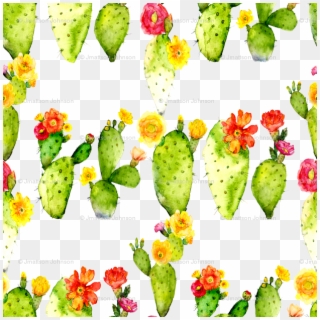 Prickly Pear Watercolor Cactus On White Wallpaper Clipart