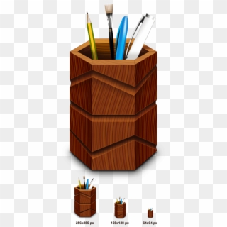 Preview Of Wooden Pen Stand - Pen Stand Png Clipart