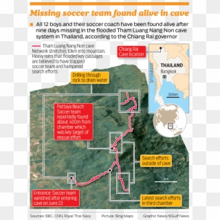 Thailand Soccer Team Cave Map - Thailand Football Team In Cave Clipart