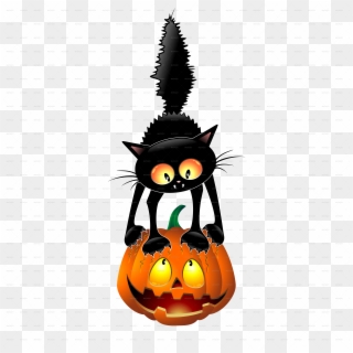 Cartoon Halloween Pumpkins Black Cats 138843 - Small Halloween Clip Art - Png Download