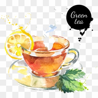 Svg Transparent Stock Green Tea Painting Lemon Transprent - Tea With Lemon Watercolor Clipart