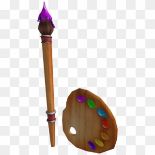 Paint Brush Sword And Shield - Illustration Clipart