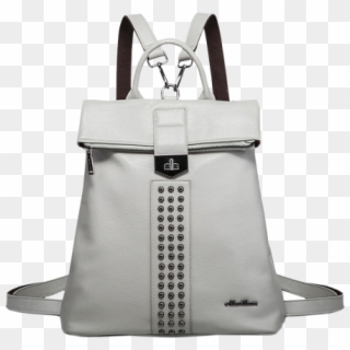 Gray Faux Leather Rivets Backpack - Diaper Bag Clipart