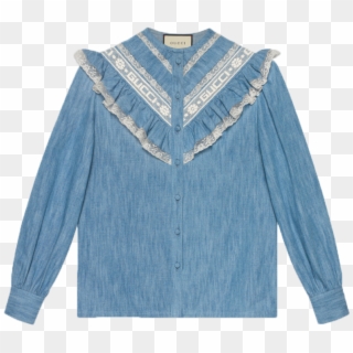 Gucci Denim Ruffle Shirt - Cardigan Clipart