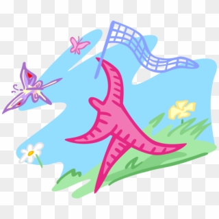 Vector Illustration Of Chasing Butterflies With Butterfly Clipart