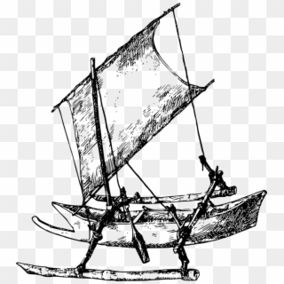 Sailboat Outrigger Canoe - Old Boat Icon Transparent Clipart