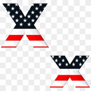 X Letter With Usa Flag Pattern - Illustration Clipart