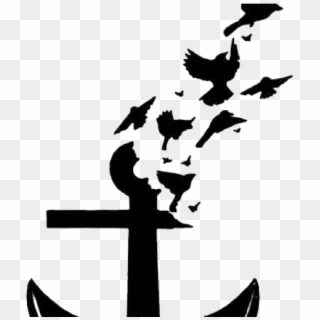 Anchor With Birds Tattoo Clipart