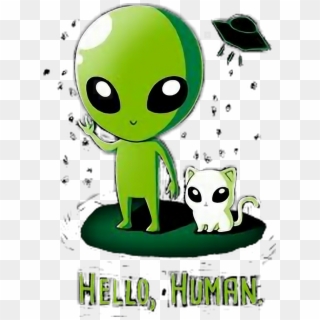 #scgreen #green #alien #cat #cute #hello #human #ftestickers - Cute Kawaii Alien Cartoon Clipart
