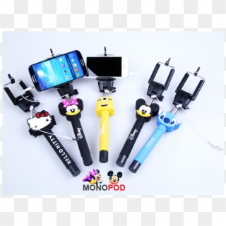Mickey, Minnie Adjustable Selfie Stick Cable Control, - Mickey Mouse Clipart