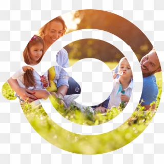 Family Outside In Grass Playing With Bubbles - Circle Clipart