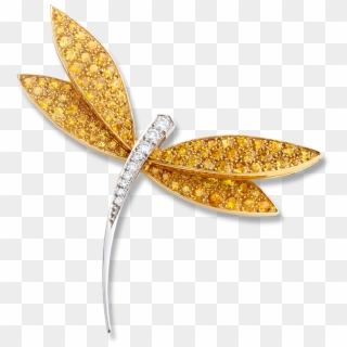Van Cleef & Arpels White Gold Dragonfly Clip With Yellow - Van Cleef Dragonfly - Png Download