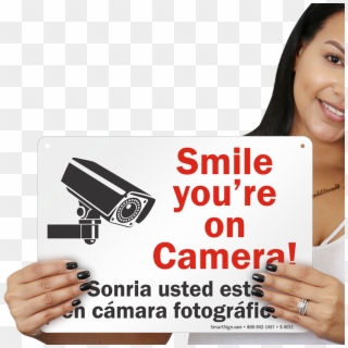 Bilingual Smile You're On Camera Sign - Girl Clipart