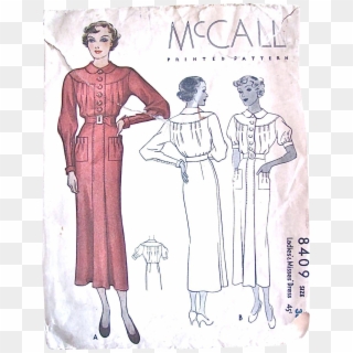 Misses Dress, Mccall Pattern 8049, Vintage 1935, Factory - Vintage Clothing Clipart