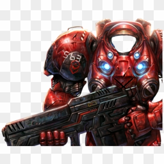 #suit #space #starcraft #marine #mask #red #gun #soldier - Starcraft Red Marine Clipart