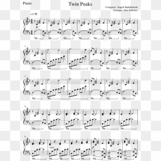 Twin Peaks Sheet Music Composed By Composer - Partition Piano Shallow Clipart