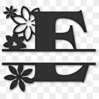 Flower Split Monogram E - Split Letter T Monogram Clipart