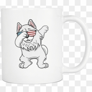 Robustcreative-dabbing Samoyed Dog America Flag - Cartoon Clipart