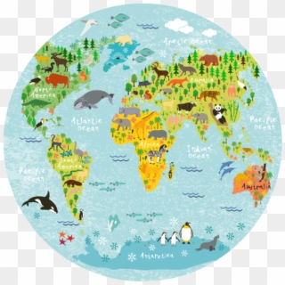 Animals World Map Puzzle Clipart