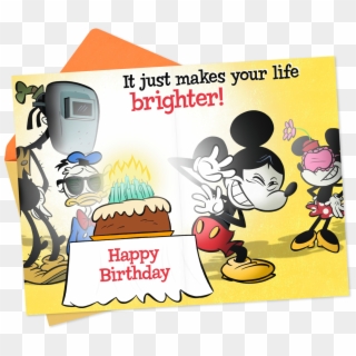 Disney Mickey Mouse And Gang Bright Birthday Card - Cartoon Clipart