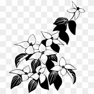 Ecological Floral Flowers Leaf Leaves Nature - Leaves Png Black And White Clipart