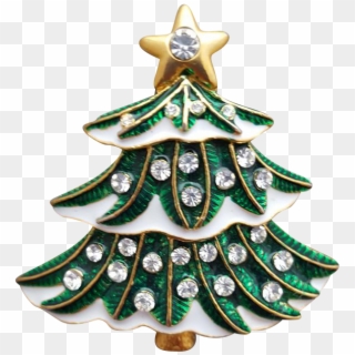 Delightful Christmas Tree Brooch In Green Enamel, With - Christmas Ornament Clipart