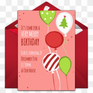 Christmas Birthday Balloons Online Invitation - Greeting Card Clipart