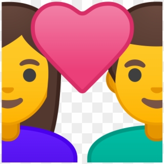 Couple With Heart Woman Man Icon - Emoji Boy And Girl With Heart Clipart