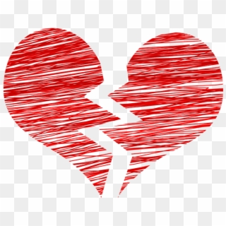 Breakup Heart Sketch - Broken Heart Transparent Background Clipart