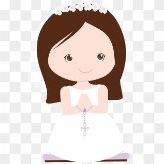 Clipart Communion Girl Png Wave Hair - Menina Primeira Comunhao Png Transparent Png