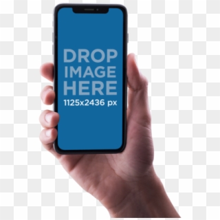 Male Hand Holding A Black Iphone X Mockup Against A - Iphone X Hand Png Clipart