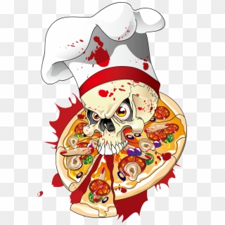 On Skull Illustration Delivery The Pizza Clipart - Skull Food Png Transparent Png