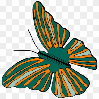 Green And Orange Butterfly Svg Clip Arts 594 X 601 - Png Download